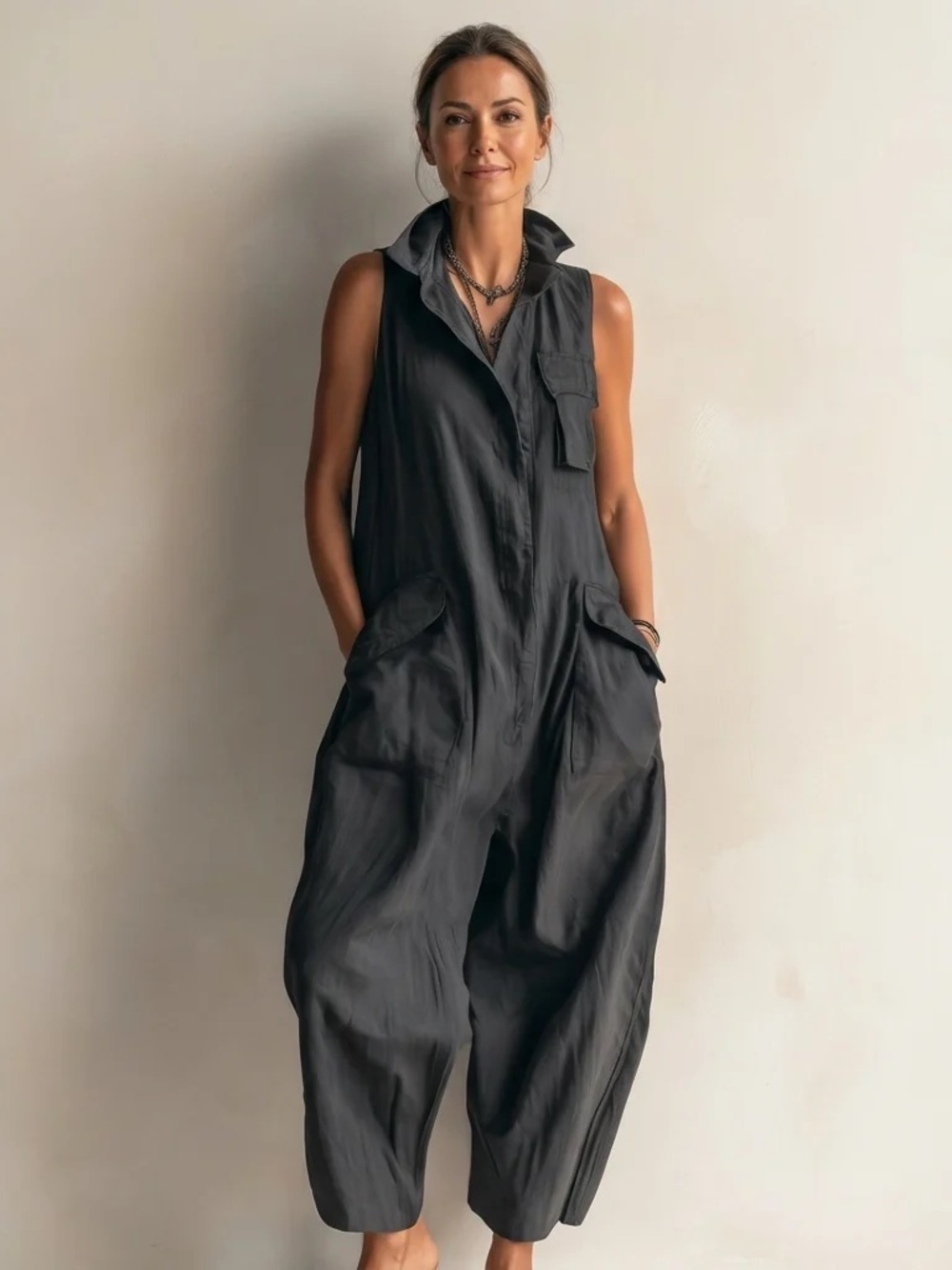 Anthropologie Black Sleeveless Utility Jumpsuit